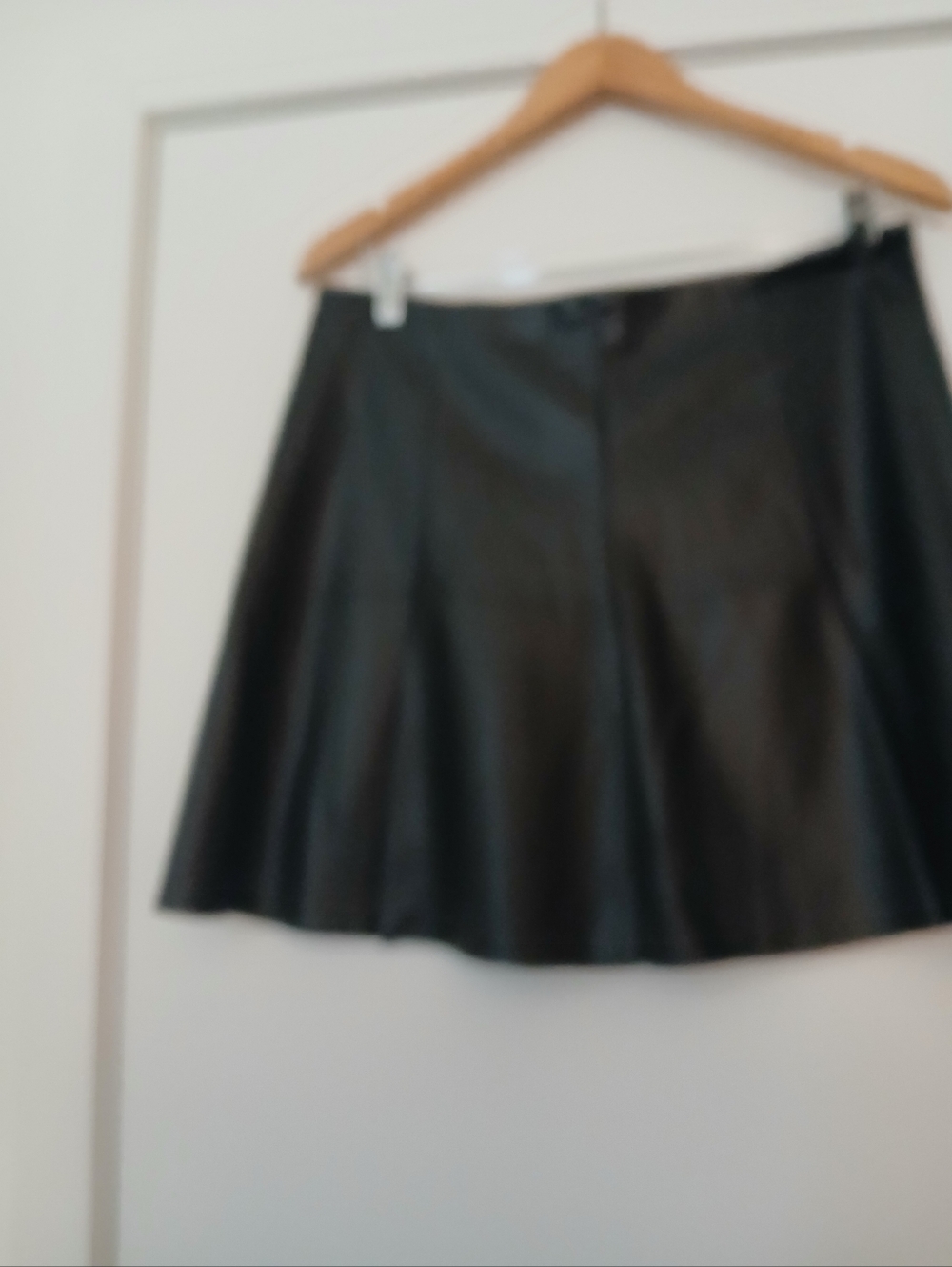 Black Faux Leather A-Line Mini Skirt